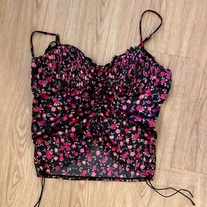 For Love and Lemons Pink Floral Corset Tank
